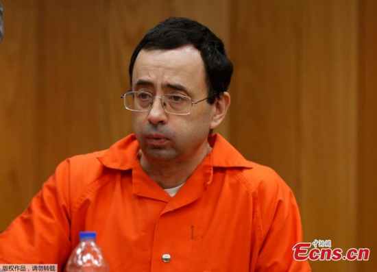 Former Michigan State University and USA Gymnastics doctor Larry Nassar sits during the sentencing hearing in Eaton County Circuit Court in Charlotte, Michigan. (Photo/Agencies)