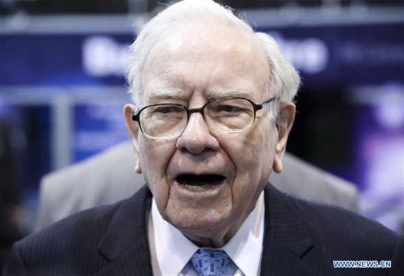 U.S. billionaire investor Warren Buffett, chairman and CEO of Berkshire Hathaway, visits an exhibition on his invested companies before the Berkshire Hathaway's annual shareholders meeting in Omaha, Nebraska, the United States, on May 5, 2018. Berkshire Hathaway held its 2018 shareholders meeting on Saturday, attended by tens of thousands of people from all over the world. (Xinhua/Wang Ying)