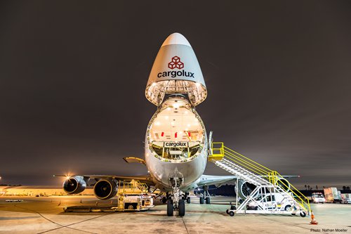 A Cargolux Airlines plane gets loaded with cargo in Houston in the U.S. (File Photo/Courtesy of Cargolux)