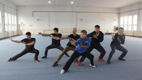 International students at Nankai University practice wushu. (File photo)