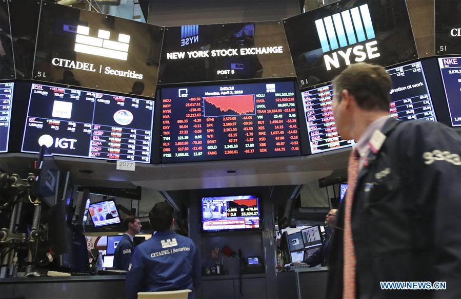 U.S. stocks close lower amid trade concerns, tech rout