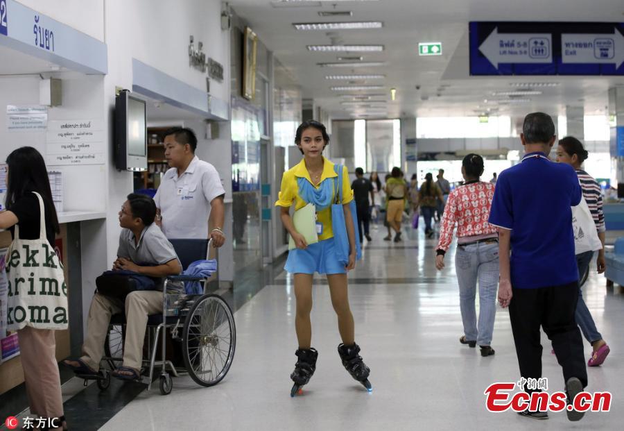 Nursing aides rollerblade through Thailand hospital